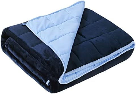 Satwip Weighted Blanket 10 Pounds Blue Fuzzy Warm Flannel Bed Blanket for Adults with Soft Breathable Sanded, 48 x 72 inches, Blue by Satwip