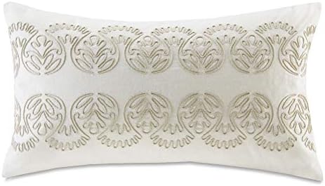 Harbor House Modern Design Decorative Pillow Hypoallergenic Sofa Cushion Lumbar, Back Support, Oblong 12" x 20", Suzanna, Cotton Medallion Taupe by HarborHouse