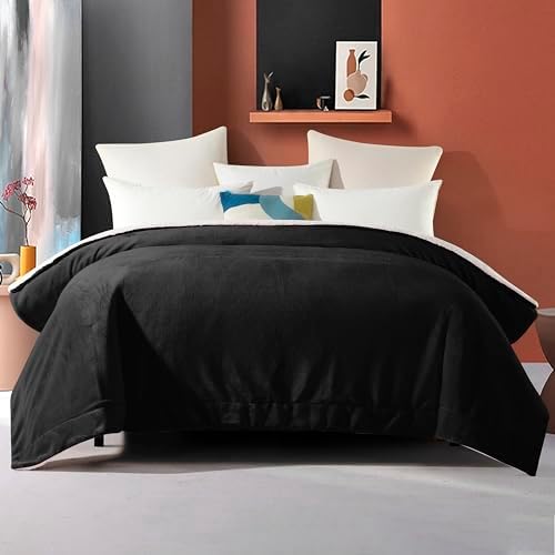 Elegant Comfort Ultra Soft Reversible Flannel Sherpa Blanket - Cozy Silky Fleece Throw for Couch, Bed - Plush Fuzzy Warm Winter Blanket for Gift, Twin, Black - Image 4
