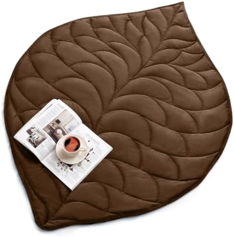 Kaisa Weighted Lap Blanket for Adults, 7 lbs 41" x 53", Leaf Pattern, Brown by Kaisa