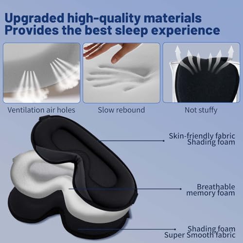 Eye Masks for Sleep, Sleep Masks, Sleep of 3D Light Blocking Blindfold, 3D Contoured Cup Sleeping Mask, Lash Extensions 3D Sleeping Mask, Travel Essentials for Flying, Eye Covers for Sleeping - Image 4