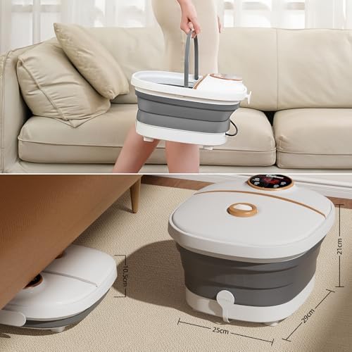 GEHONA Collapsible Foot Spa Bath with Heat,Foot Massager with Two Side Supports,Leakage Protector,Temperature Control,Bubbles,Red Light,Timer, Feet Spa Tub,Feet Soaker,Gifts (Beige) - Image 7