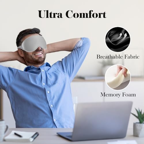 Fygrip 3D Eye Mask Sleep Mask for Men & Women, Grey - Image 4