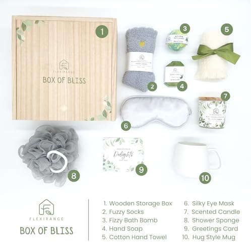 Birthday Gifts for Woman, Get Well Soon Gift Baskets for Women, Relaxing gifts for Women, Self Care Gifts, Spa kit for Woman, Wooden Box, Green Gifts for Wife, Girlfriend - Image 2