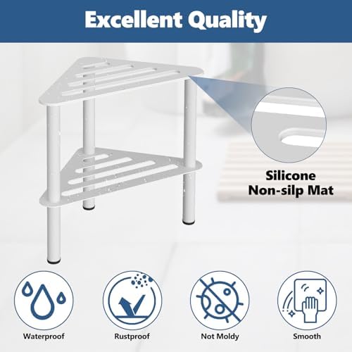 Corner Shower Foot Stool for Shaving Legs, Rust-Proof Non-Slip with Storage - Image 4