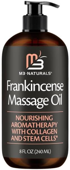 Frankincense Essential Massage Oil, Collagen & Stem Cells, 8 fl oz by M3 by M3Naturals