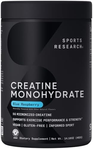 Sports Research® Creatine Monohydrate Powder 5g, Blue Raspberry (14.18oz) by Unknown