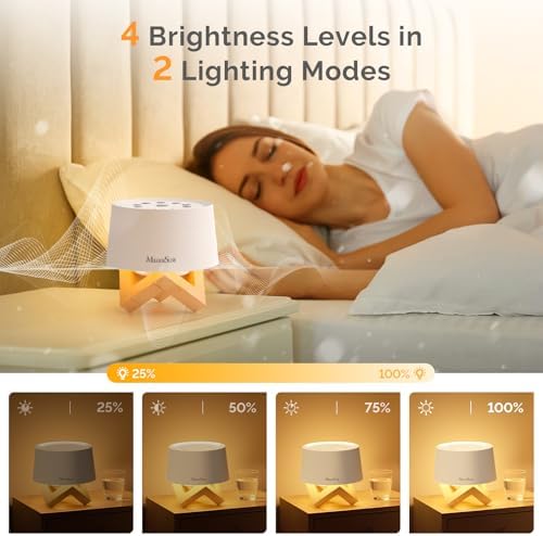 MelodySusie Rechargeable White Noise Machine for Sleep Travel & Salon with Wooden Stand, Sound Machine with 31 Soothing Sounds, Multi-Night Light, 32 Volumes & 4 Timers for Baby Adult - Image 3