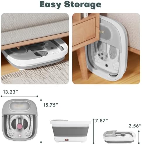 Collapsible Foot Spa Bath Massager with Heat/Remote(Light Grey) - Image 7