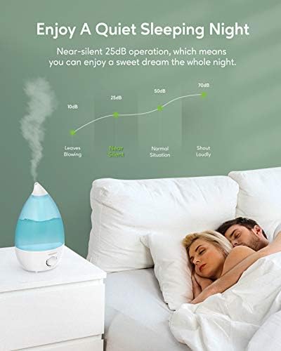 MegaWise Desktop Cool Mist Humidifiers for Bedroom, 24dB Ultrasonic Air Vaporize, Colorful Night Light,0.5 Gal Essential Oil Diffuser, Auto off - Image 5