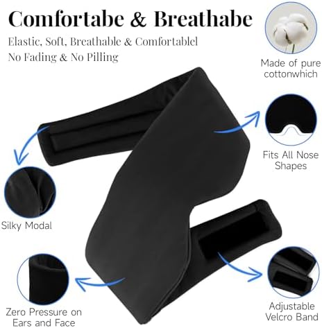 Cotton Sleep Eye Mask for Men and Women, 100% Blocking Light Sleeping Mask - Image 3