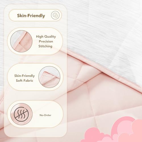 CuteKing Ultra-Cooling Weighted Blanket (7lbs, 40"x 60", Grey+Pink) Absorbs Heat to Keep Adults Cool on Warm Nights, Ultra-Cool Weighted Blanket for Cooling with Premium Glass Beads - Image 5