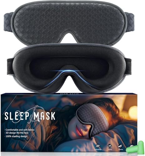 Sleep Mask for Side Sleepers, 3D Contoured Eye Mask with Total Blackout, Soft Lightweight Eye Cover with Adjustable Strap for Travel, Sleeping, Night Shift & Nap by Unknown