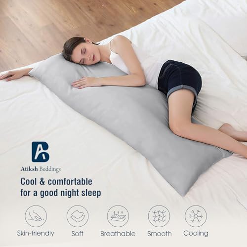 Body Pillow case with Zipper Closure 100% Egyptian Cotton 500 Thread Count Pack of 1 Long Body Pillowcase Cover for Adult Size 20x48 inch, Silver Grey - Image 4