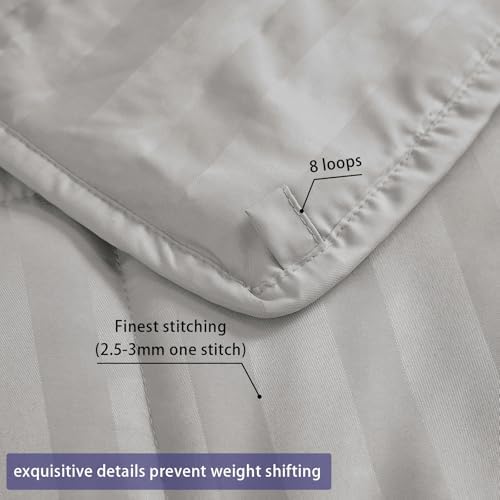 yescool Weighted Blanket for Adults (12 lbs, 60" x 80", Light Grey Stripes) Heavy Blanket for Sleeping Perfect for 110-130 lbs, Queen Size Breathable Blanket with Premium Glass Bead, Machine Washable - Image 5