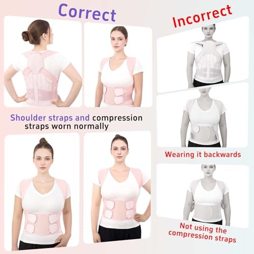 Posture Corrector for Women and Men Back Brace Straightener Pain Relief Back Support Lightweight Adjustable Hump Scoliosis Traction Correction Helps Reduce Upper Hunchback Slouching Kyphosis Pink XX-Large - Image 4