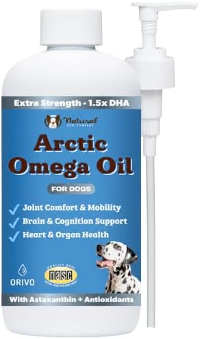 Natural Dog Company Arctic Omega Oil for Dogs – Salmon, Pollock, Krill & Algal, DHA Supports Skin & Coat, Joint Mobility, Cognitive Health & Immune Wellness, Liquid Fish Oil Pump,16 oz by NaturalDogCompany