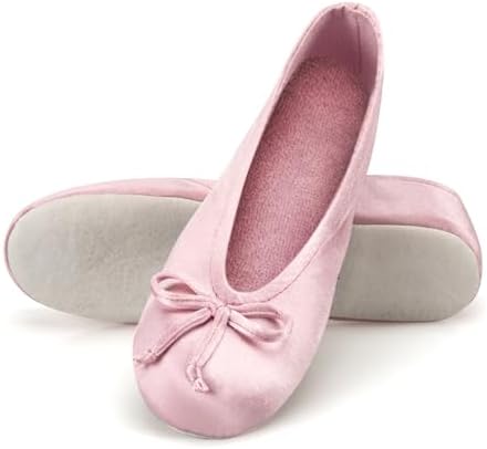 Isotoner Women's Satin Ballerina Slippers with Classic Ribbon Bow and Suede Sole - Image 3