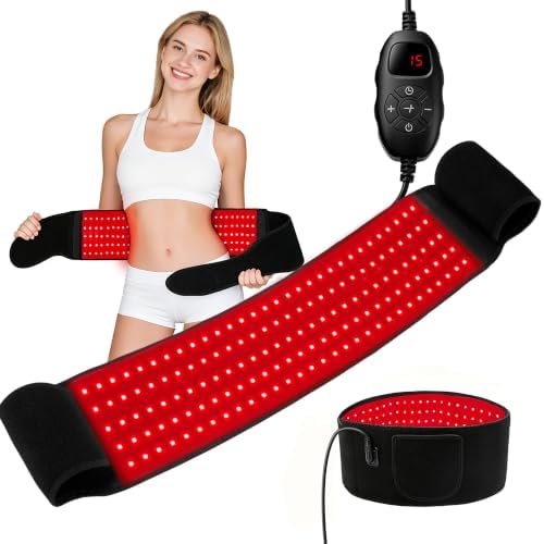 Red Light Therapy Belt for Body, 150 LEDs Infrared Light Therapy Wrap Belt for Waist Back Shoulder Legs Knee Muscle Relax, Portable 660nm 850nm 3 Chips in 1 Red Light Belt with Timer(Corded) by RedLightTherapy