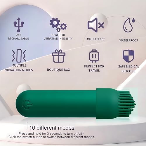 CHARMING 4-in-1 Handheld Massager, Mini Rechargeable Vibration Massager Wand for Body, Waterproof Personal Massager Tool for Muscle Relaxation (Peacock Blue) - Image 3