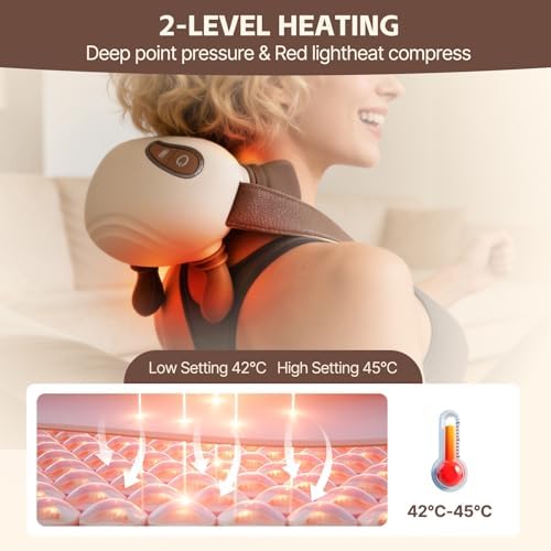 Neck and Shoulder Massager, Deep Tissue Massage 4D Bionic Real Touch Shiatsu with 3 Modes, Portable Electric Kneading Massager for Back Pain Relief, Gifts for Men Women Home Office - Image 5