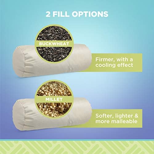 Bean Products Natural Organic Cotton Buckwheat Neck Roll Pillow 4"Dia x 12" - Image 5