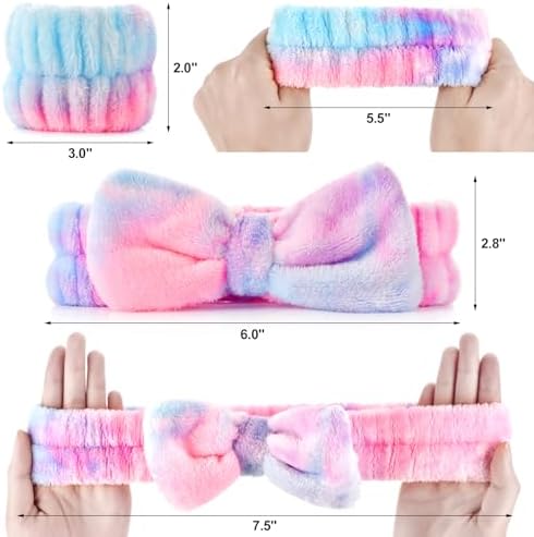 Wteehn 6pcs Headband and Wristband for Face Washing, Makeup Spa Skincare Headband, Skin Care Face Wash Headbands Wrist Bands Tools Set, for Women and Teen Girls Gifts - Image 3