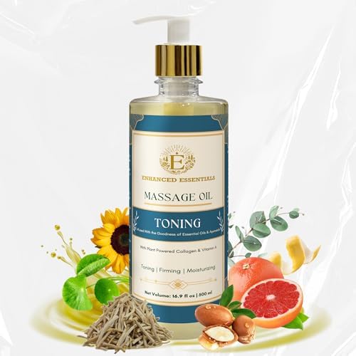 Luxurious Massage Oil by Enhanced Essentials|with Ayurvedic Extracts & Essential Oils | Firms, Nourishes & Uplifts Skin | Fast-Absorbing, Non-Greasy, Clean Formula|16.9 fl oz (500ml) (Toning) by EnhancedEssentials
