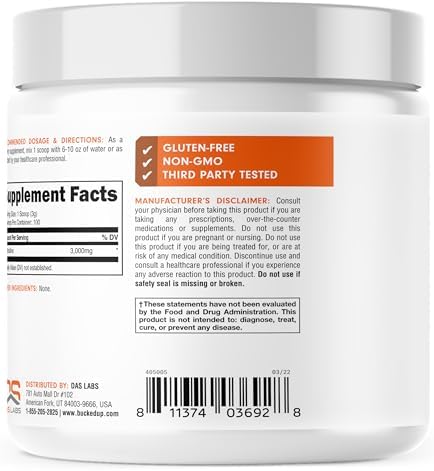 Bucked Up L-Citrulline 3000mg Powder, Essentials (100 Servings) - Image 4