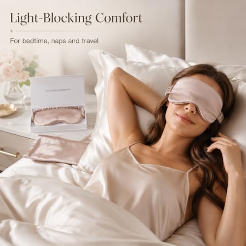 Silk Sleep Mask Light Blocking Luxury 100% Mulberry 19mm Silk Eye Mask Eye Cover Blindfold Ultra Soft Light & Comfy Anti Aging Skin Care with Travel Bag Gift Package - Image 6