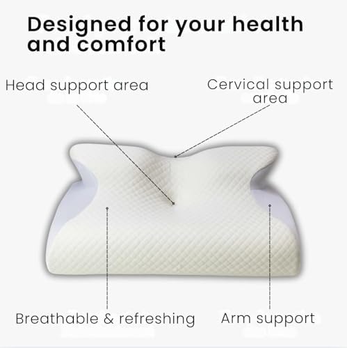 Cervical Pillow, Memory Foam Cervical Pillow, 2 in 1 Ergonomic Contour Orthopedic Pillow for Neck Pain, Contoured Support Pillows for Side Back Stomach Sleepers - Image 3