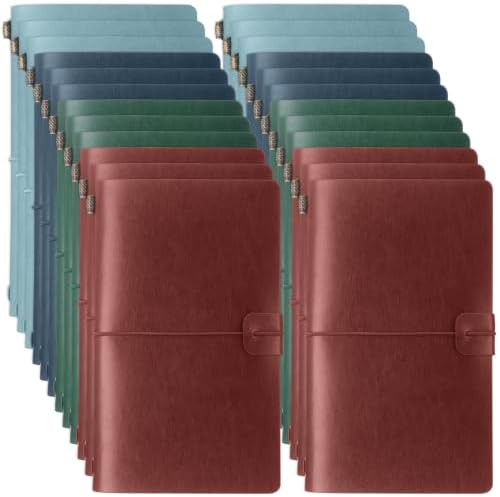 Sabary 24 Pcs Standard Size Refillable Leather Journal Bulk, Deep Color by Sabary