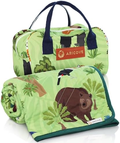 Aricove Kids Weighted Blanket, 5 lb, 36x48 inches, Small Size, Soft Cotton, Machine Washable, Green/Jungle Animals by Aricove
