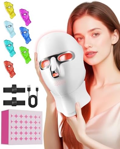 Red Light Therapy for Face- LED Light Therapy Mask Skin Care Mask,Cordless LED Face Mask face & Neck Red & Infrared Lights Masks Wavelength,USB C Rechargeable for Home Use Working Travel Yoga by FOLOKE