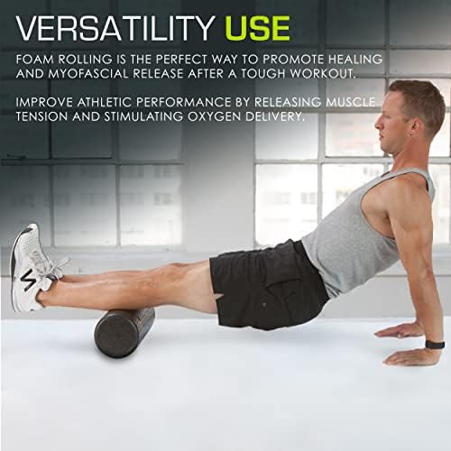 ProsourceFit High Density Foam Rollers 18 - inches long, Firm Full Body Athletic Massage Tool for Back Stretching, Yoga, Pilates, Post Workout Muscle Recuperation, Black - Image 5