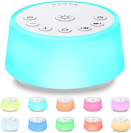 Color Noise Sound Machines with 10 Colors Night Light 25 Soothing Sounds and Sleep White Noise Machine 32 Volume Levels 5 Timers Adjustable Brightness Memory Function for Adults Kids Baby by ColorNoise