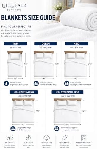 HILLFAIR 100% Combed Cotton Blanket– Twin XL Bed Blanket– Soft Cozy Warm Multipurpose Throws for Luxury Home Decor– 66 x 90 inch Twin XL Size Cotton Blankets for Beds- Blankets for All Season- White - Image 5