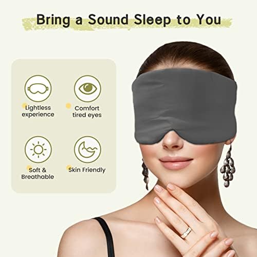 100% Handmade Bamboo Sleeping Eye Mask for Women for Men,Night Masks,Organic Sleep Mask,Blockout Eye Mask for Sleeping,Large Size Adjustable (1 PC, Dark Grey) - Image 3