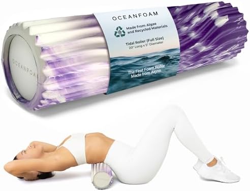 Oceanfoam Tidal Roller - Purple Marbled - Muscle Massage Foam Roller for Back Pain & Stretching - Firm and Ergonomic Wide Wave Textured - Yoga, Athletics, & Wellness - Full Size, 20" x 5" - Image 2