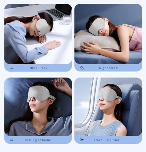 Sleep Mask Pure Linen Eye Mask, with Elastic Band,Comfort Sleeping Shade for Nighttime Sleeping, Traveling & Napping,Side Sleeper Eye Cover Cooling with Travel Bag Gift Package(Natural) - Image 6