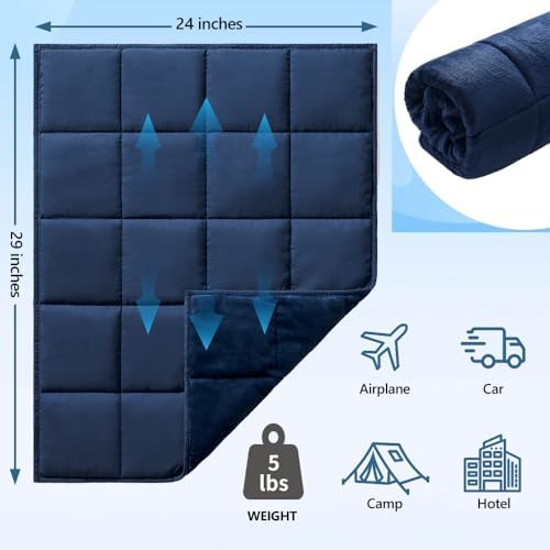 L'AGRATY Weighted Lap Pad 7lb: Small Weighted Blanket for Adults - Cooling, Portable Travel - Washable All-Season (29" x 24") - Image 6