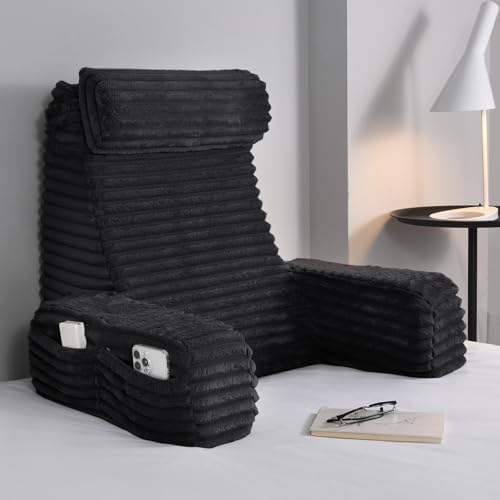 ENITYA 22" XL Back Pillow for Bed Sitting Up with Armrests & Big Pockets by ENITYA
