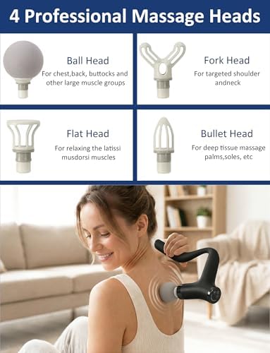 GDLKPS Massage Gun Deep Tissue,Ergonomic Extension 2-in-1 Detachable Handle Back Massager.Handheld Electric Percussion Muscle Massager for Shoulder, Thigh, Waist & Neck。 - Image 6