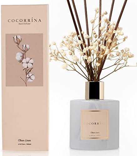 Cocorrína Reed Diffuser Set, Clean Linen 6.7 fl oz Scented Diffuser with Sticks Home Fragrance Reed Diffuser for Bathroom Shelf Décor by COCORR%C3%8DNA