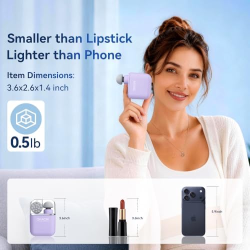 OKACHI GLIYA Mini Portable Massage Gun with 3 Heads All-in-One Storage Case - Image 2