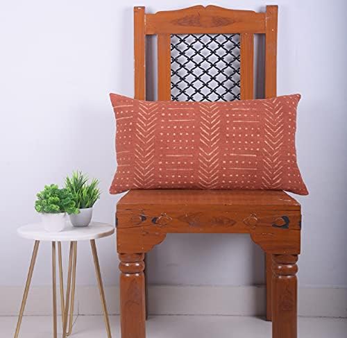 Trade Star Decorative Throw Pillow Cover 100% Cotton Cushion Case Handloomed Pillow Cover Authentic Couch Cushion Case Handmade Lumbar Spring Fall Decor Pillow Cover (Rust Snow 14X22 INCHES) - Image 2