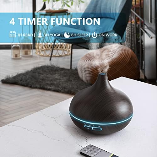 Diffusers for Essential Oils Large Room, 550ml Essential Oil Diffusers with Remote Control, Ultrasonic Oil Diffuser with Timer, 7 Colors Light for Bedroom - Image 4