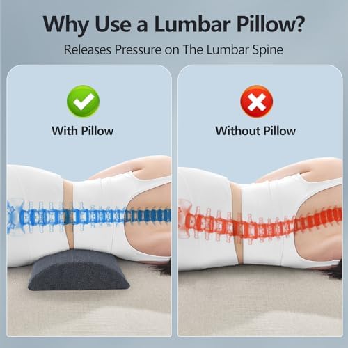 Cozyhealth - 2.95" H*18.7" L - Soft Small Lumbar Pillow for Sleeping, Memory Foam Back Lumbar Support Cushion for Lower Back Pain Relief Bed Waist Sleep Support Pillow for Side, Back(Dark Grey, Small) - Image 3