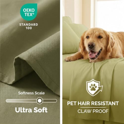 Hotel Quality King Flat Sheets Only 2 Pack Microfiber Top Sheet Sage Green - Image 4