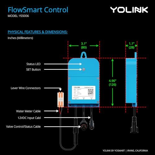 NSF Certified Pulse Meter + Shutoff Valve Kit, 2", FlowSmart Controller YS5006 Reads Meter Pulses, Real-Time Usage & Leak Detection, Auto Shutoff (D2D Offline), LoRa Long Range, Hub Included - Image 6
